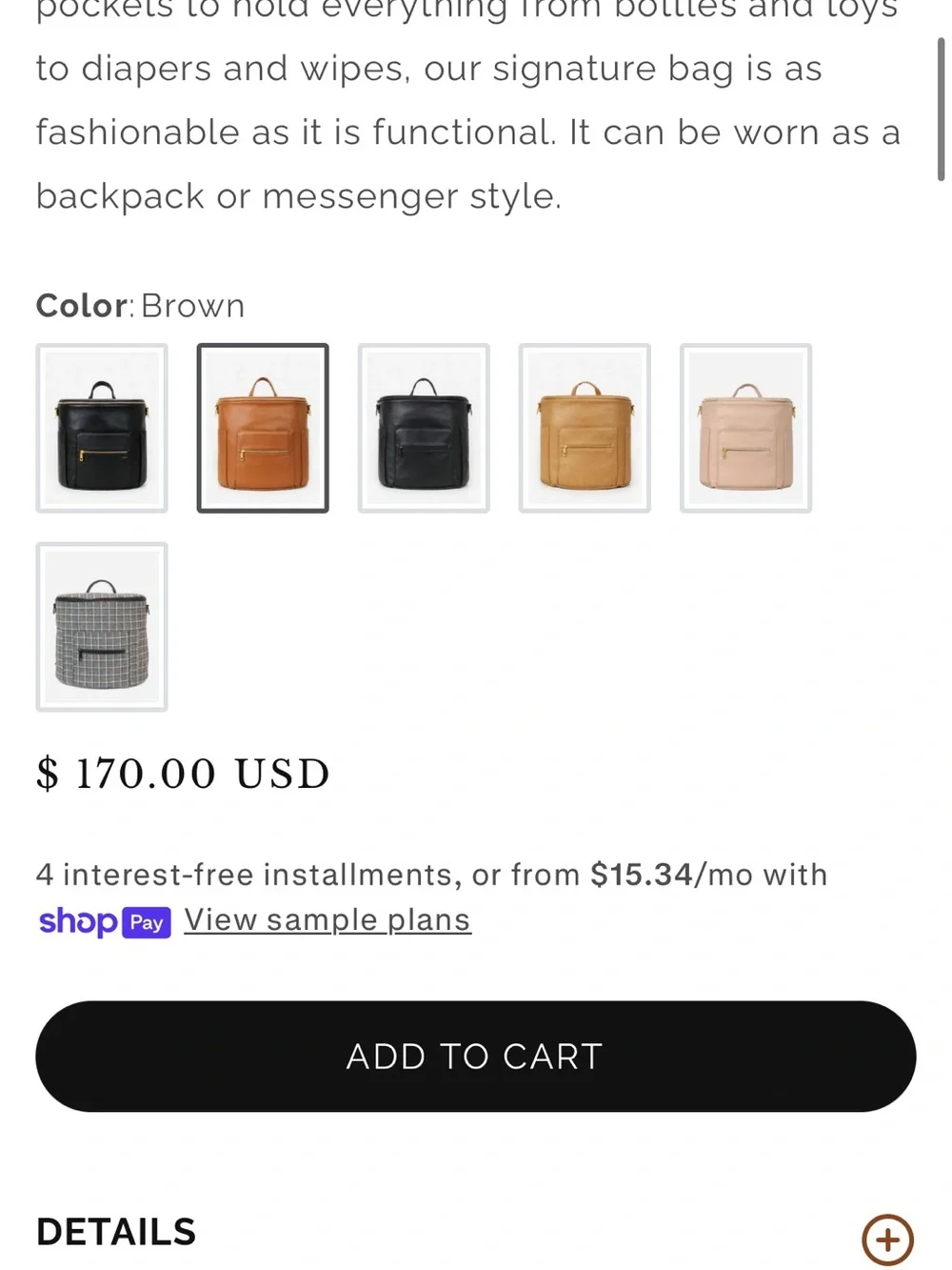 Fawn design diaper bag